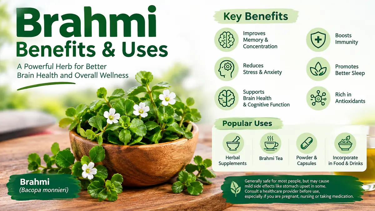 Brahmi (Bacopa Monnieri): Benefits, Uses & Side Effects